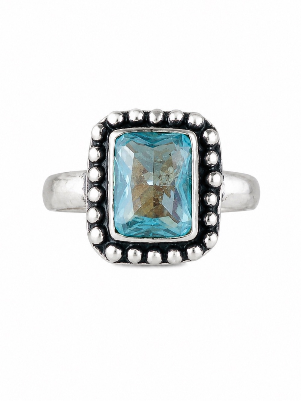 Silver Plated Blue Topaz Ring